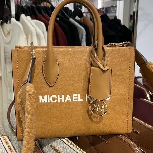 Michael Kors Mirella Small Pebbled Leather Shopper Top Zip Crossbody XBody Bag